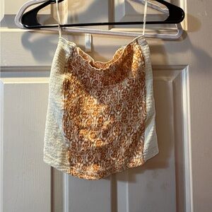 Free People Cream and Orange Smocked Cami